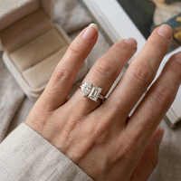 Bague en argent 925 personnalisée avec deux diamants élégants pour cadeau de fête ou bijou de soirée