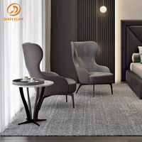 Fauteuil d'appoint moderne à dossier haut, fauteuil à oreilles rembourré en tissu texturé pour salon et salle de séjour