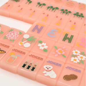 <b>Light</b> Peach Pink Acrylic American Mahjong Tiles, Hand-Painted Cartoon Patterns, Factory Customization - Product Image 1