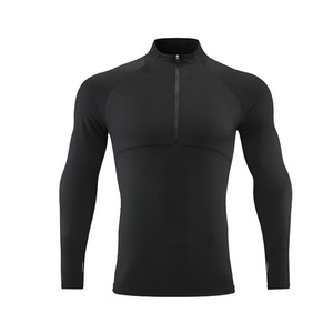 Men's Outdoor Sports Long-sleeved Half-zip Stand-up Collar Running Quick-drying Casual Solid Color T-shirt Ready to Print <b>LOG</b> - Product Image 3