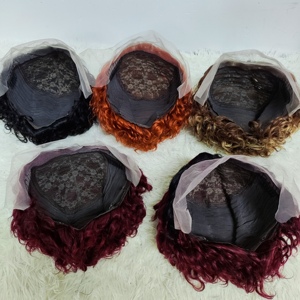 Letsfly <span class=keywords><strong>Promotion</strong></span> 8 $1PCS Pixie Curly Lace Frontal Perücken Großhandel Brasilia nische Perücke Short Cut 100% Menschenhaar Schwarze Frau 110 Gramm - Product Image 4