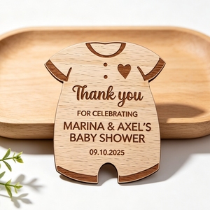Etiqueta de recuerdo personalizada de madera duradera hecha a mano <span class=keywords><strong>para</strong></span> baby shower, con nombre y fecha grabados con láser, <span class=keywords><strong>para</strong></span> regalo de agradecimiento. - Product Image 6