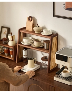 Étagère de rangement en bois massif pour <span class=keywords><strong>machine</strong></span> à café, service à thé, et présentoir de comptoir pour café filtre - Product Image 4