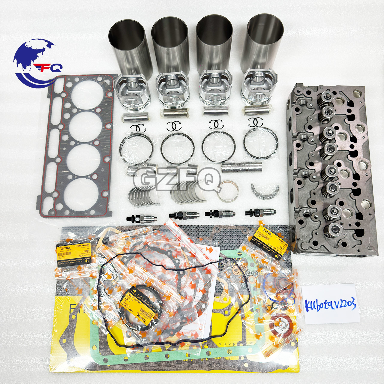 Запасные части двигателя Kubota V1505-T V1505 V2203 V2003 V2403-T V2403 V3800-T V3800 комплект для капитального ремонта, комплект поршневых вкладышей для Kubota
