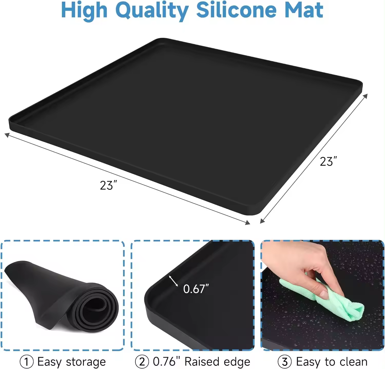 Tapis De Réfrigérateur Silicone 60x60cm KINGHON - Antibactérien Avec Bord Surélevé, Bac D'Égouttement Réutilisable