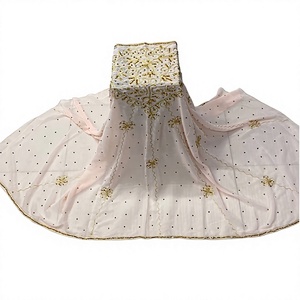 Muslim Women Hijab Stone Embroidered <b>Chiffon</b> Dupatta Garbasar <b>Scarf</b> Floral Solid Winter Daily Wear Accessory Breathable - Product Image 5