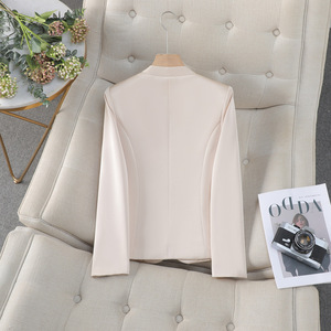 White Fitted Blazer Women Solid Color Polyester Anti-Wrinkle Spring Autumn 2024 Modern Chinese Style Short Waistcoat - Product Image 4