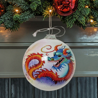 Haute qualité peint à la main chinois Dragon verre ornement festif noël décoration de la maison boule de noël boule