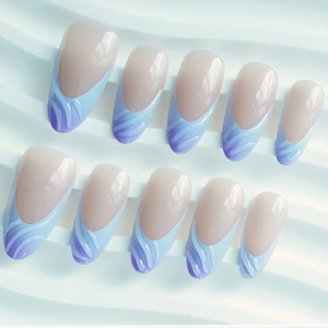 Ongles à presser en forme d'amande à la peau foncée Spice Girl Style moyen-long dégradé <span class=keywords><strong>manucure</strong></span> française Gel 3D en forme d'amande <span class=keywords><strong>facile</strong></span> pour les doigts - Product Image 3