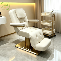 Lit de beauté électrique de luxe à 3 moteurs avec base LED, table de soin médical pour esthéticienne, lit de beauté pour soins du visage et extensions de cils
