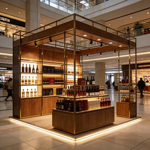 خزانة عرض خشبية للنبيذ مع أرفف قابلة للتعديل للمتاجر - Product Image 3