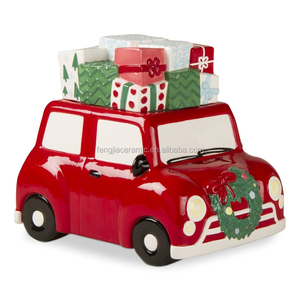 Venta al por mayor de coche de cerámica de forma Navidad cookie jar - Product Image 3
