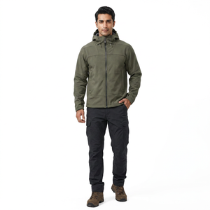 High Street Mens <b>Waterproof</b> Canvas Soft Shell Jacket Autumn Outdoor Hunting Camping Oversized <b>Warm</b> Comfortable Stand Front - Product Image 1