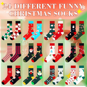 Christmas <b>Socks</b> <b>Advent</b> <b>Calendar</b> 24 Pairs Crew <b>Socks</b> Women's Breathable Holiday Gift Set - Product Image 2