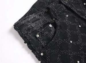 Jeans da <span class=keywords><strong>Uomo</strong></span> High Street Bootcut alla Moda, Elasticizzati, Strappati, con Ricamo a Diamante, Skinny, a Zampa d'Elefante, Effetto Stacked - Product Image 4