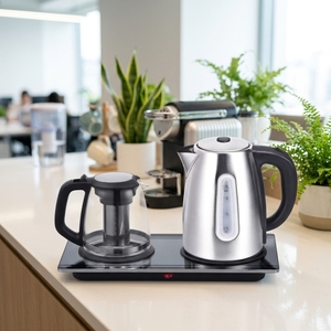 OEM Custom Hotel Guest Room Appliance Electrical Kettle Glass Tea <b>Pot</b> Base Tray Electrical Kettle Glass Tea <b>Pot</b> OEM Custom Hotel - Product Image 1