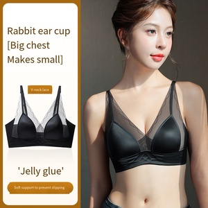 Soutien-gorge sexy en dentelle à décolleté plongeant pour femmes, <span class=keywords><strong>taille</strong></span> M à <span class=keywords><strong>2XL</strong></span>, avec bonnets en forme d'oreilles de lapin, bande en gelée, sous-vêtements sans couture, soutien-gorge grande <span class=keywords><strong>taille</strong></span> - Product Image 1