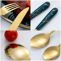 Ensemble de couverts en plastique avec logo personnalisé, 24 pièces, avec boîte cadeau, ensemble de couverts dorés, acier inoxydable, polissage miroir, pour restaurant, hôtel