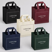 Tas Jinjing Non Woven untuk Anggur, Tas Belanja Personalisasi dengan Sekat dan Pegangan Pendek untuk Kemasan Hadiah Anggur, Logo Custom
