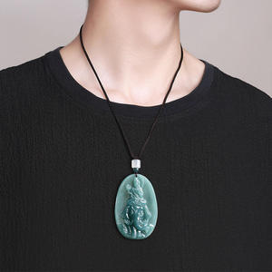Pendentif en jadéite naturelle bleue, style chinois, Samantabhadra, design original, cadeau avec certificat d'évaluation E024 - Product Image 4