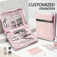 Kit de soin des ongles professionnel en acier inoxydable pour hommes, ensemble de coupe-ongles pour les doigts et les orteils, kit de manucure avec sac de voyage luxueux