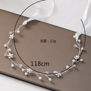 إكسسوار شعر نسائي على الطراز الكوري من نيانكان، عصابة رأس مزينة باللؤلؤ لفساتين الزفاف، إكسسوار رأس بسيط وأنيق - Product Image 5