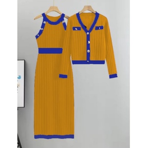 Maglione produttore gonna lunga 2 pezzi completo maglione da donna abito da donna in <span class=keywords><strong>maglia</strong></span> abito Casual abiti Casual - Product Image 2