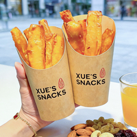 Gobelets en papier gaufré biodégradable avec logo personnalisé, revêtement PE, pour frites, nouilles, et autres snacks jetables