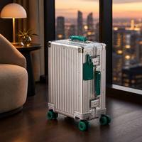 Valise de voyage classique en métal durable avec cadre en aluminium, 4 roues, amortisseur de chocs, crochet latéral, 20/24/26/28 pouces, valise à roulettes