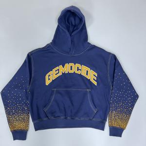 Sweat à capuche oversize <span class=keywords><strong>ample</strong></span> en coton molletonné bleu marine avec logo brodé et strass pour homme - Product Image 1