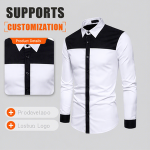 Camicia Elegante da Uomo Feitong con Patchwork di Alta Qualità, Manica Lunga, Stile Invernale alla Moda, Regalo di Natale per Uomo - Product Image 1