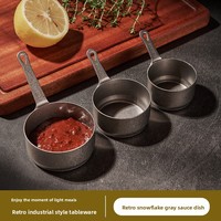 Cuillère et tasse à mesurer de cuisine en acier inoxydable 304, style antique flocon de neige, 60/80/100 ml, pour farine, lait en poudre, pâtisserie et pesée