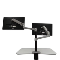 Support de moniteur de bureau à double écran Support de moniteur en aluminium à double bras réglable en hauteur Support de moniteur stable