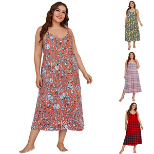 SMOOTH Plus Size Women Floral Sling Nightgown, Sexy Lightweight Summer <strong>Sleep</strong> <strong>Dress</strong> for Curvy Ladies - Product Image 2