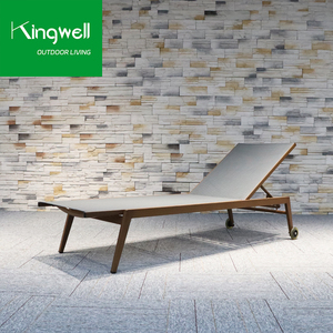 Mobilier d'extérieur design moderne lit de jour en aluminium imperméable à l'eau chaises longues de plage lit de luxe avec roues - Product Image 3