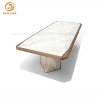 Table de cuisine moderne de luxe avec dessus en marbre et design italien, 10 places, table de style classique pour la maison, la fête, le restaurant et le mariage
