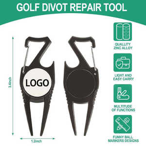 Outil de golf magnétique promotionnel multifonctionnel en métal avec logo personnalisé, marqueur de balle, décapsuleur mousqueton et fourche à divot - Product Image 3
