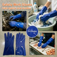 Gants en PVC micro-sableux bleus de 27 cm pour l'approvisionnement mondial, prix de gros, imperméables, résistants à l'huile, protection chimique pour le travail industriel