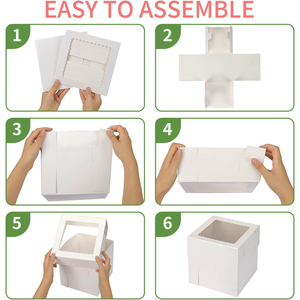 Theo nhu cầu của bạn kích thước khác nhau tùy chỉnh các tông màu trắng Đóng gói với rõ ràng nắp vuông 12inch 10inch bánh bảng và hộp - Product Image 2