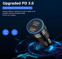 Haute qualité 60W PD double Type C Port chargeur de voiture de charge rapide USB chargeur électrique pour iPhone pour Samsung pour Huawei Mobile