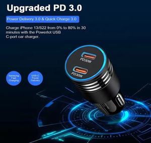 Di alta qualità 60W PD Dual tipo C porta ricarica rapida caricabatterie per auto USB caricatore elettrico per iPhone per Samsung per <span class=keywords><strong>Huawei</strong></span> <span class=keywords><strong>Mobile</strong></span> - Product Image 3