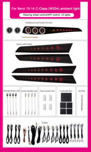Kit d'éclairage d'ambiance pour voiture SJC 64 couleurs, RHD/LHD, pour <span class=keywords><strong>Mercedes</strong></span> Benz Classe C <span class=keywords><strong>W204</strong></span> 2010-2014, éclairage de sortie d'air automatique pour amélioration de l'intérieur - Product Image 6