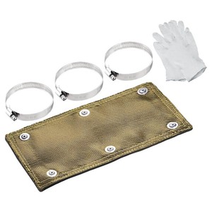 Manchon d'isolation thermique pour tuyau d'échappement, en fibre de roche volcanique, résistant aux hautes températures jusqu'à 1350°F, couleur or titane, ajustement universel - Product Image 1