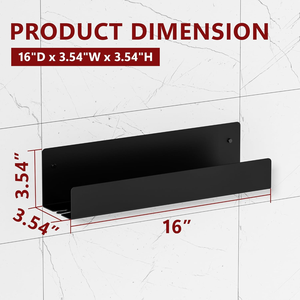 홈 스토리지 16인치 욕실 샤워 선반 정리함, 304 스테인리스 스틸 플로팅 샤워 선반 대용량, 무광 블랙 - Product Image 2