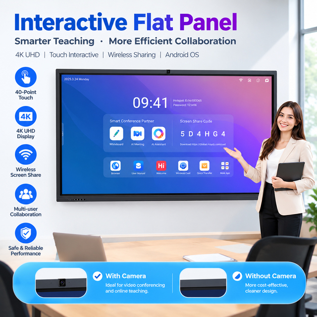 65 75 86 98 Inch Android 4K LCD Display Digital Flat Panel Meeting Whiteboard Smart Board for Interactive Teaching