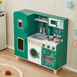 Cocina de Juguete Grande de Madera para Niños Tosen con Refrigerador, Microondas, Estufa y Fregadero Vintage, Juego de Cocina Premium - Verde (90cm) - Product Image 3