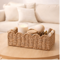 Panier de rangement pour papier toilette en osier tressé, joli organisateur rectangulaire en bois pour comptoir de salle de bain, chambre d'enfant, chambre à coucher, appartement