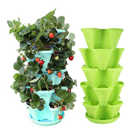 1/2/3/4/5 pièces Pots de fleurs empilables en plastique verticaux Porte-plantes pour semis Décoration de jardin Pots de plantation Pots empilables