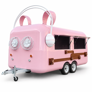 Remolque de Comida Estilo Cápsula Rosa con Ventanas de Servicio Dobles, Carrito Remolcable para Café y Aperitivos para Eventos al Aire Libre - Product Image 6