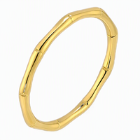 Vergoldeter Edelstahl Bambus-Ring im Chinesischen Stil Polierter Stapelbarer Leichter Schmuck Geschenk für Frauen